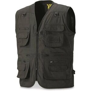 Mooselander Heavy Duty Utility Vest Green USA Flag Patch Pockets Size 3XL NWT